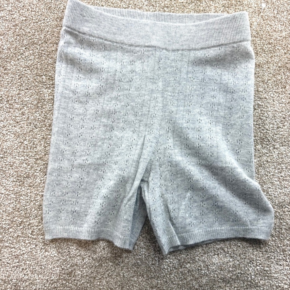Olivaceous Heather Grey Pointelle Knit Wool Shorts Womens Small NEW High Waisted